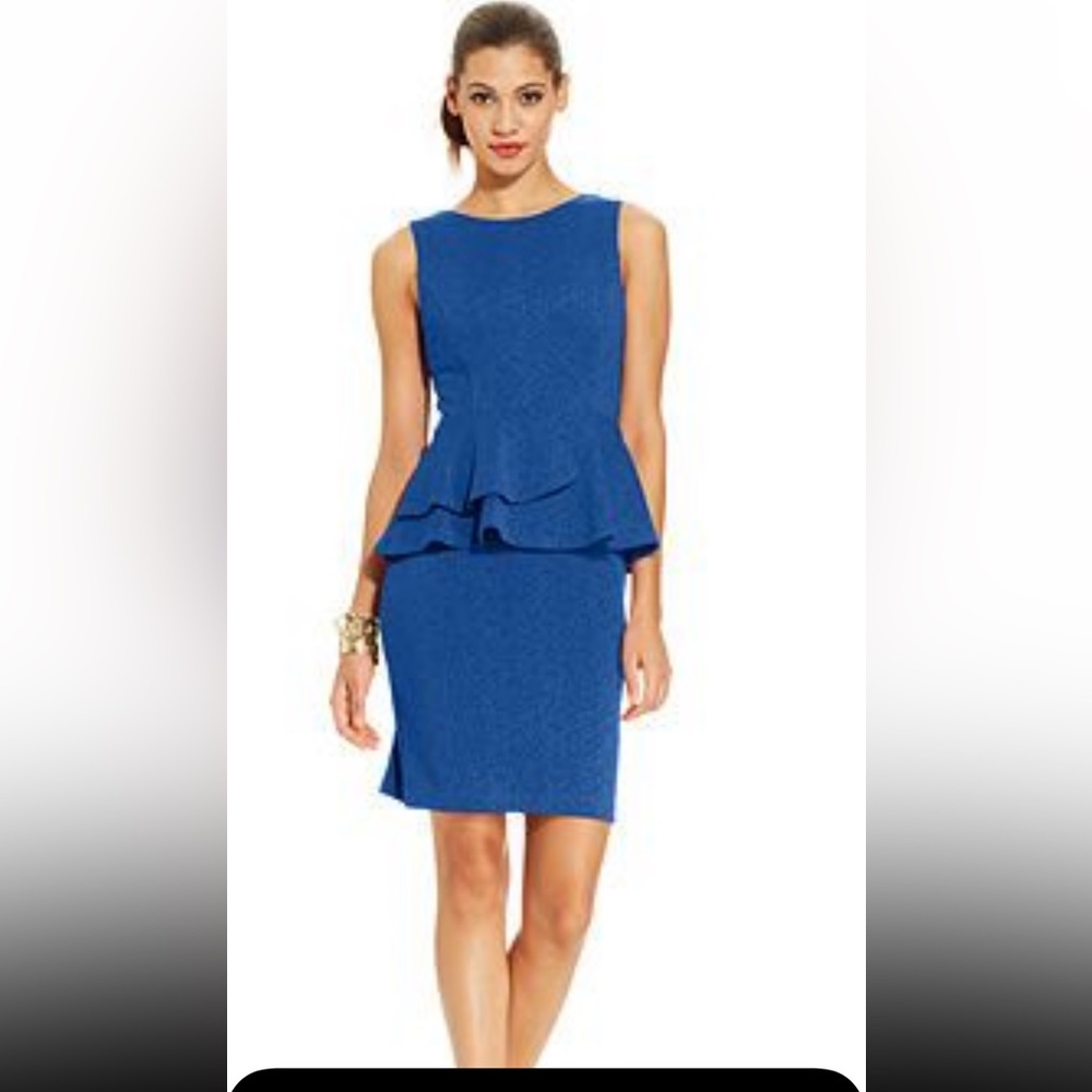 Spense Sleeveless Jacquard Peplum Dress